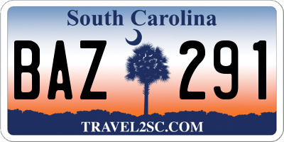 SC license plate BAZ291