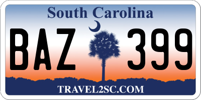 SC license plate BAZ399