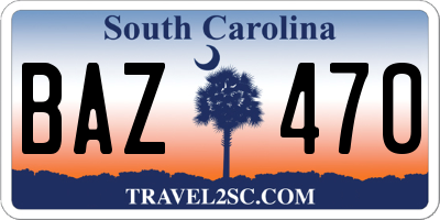 SC license plate BAZ470