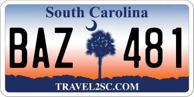 SC license plate BAZ481