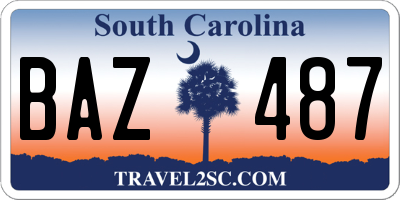 SC license plate BAZ487
