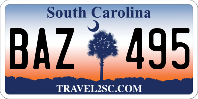 SC license plate BAZ495