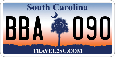 SC license plate BBA090