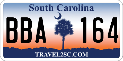 SC license plate BBA164