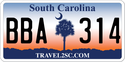 SC license plate BBA314