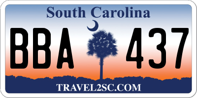 SC license plate BBA437