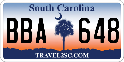 SC license plate BBA648