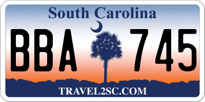 SC license plate BBA745