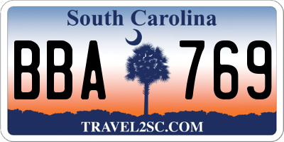 SC license plate BBA769