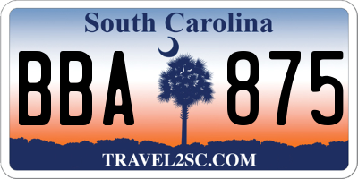 SC license plate BBA875