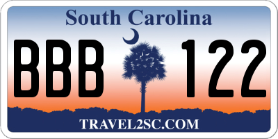 SC license plate BBB122