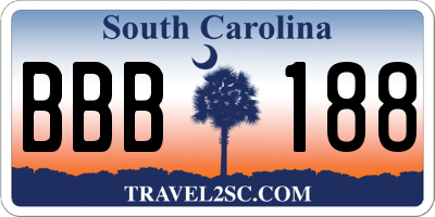 SC license plate BBB188