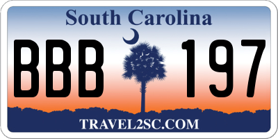 SC license plate BBB197