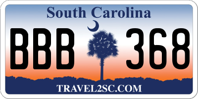 SC license plate BBB368