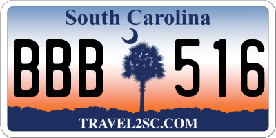 SC license plate BBB516