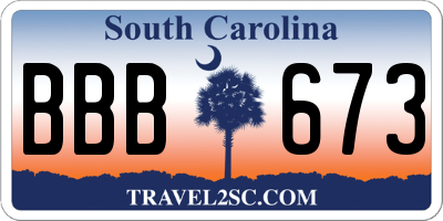 SC license plate BBB673