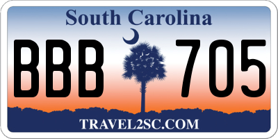 SC license plate BBB705