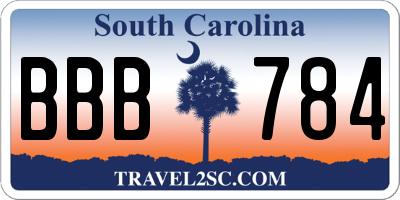 SC license plate BBB784