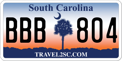SC license plate BBB804