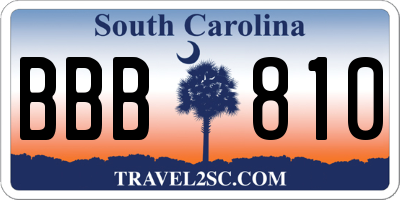 SC license plate BBB810
