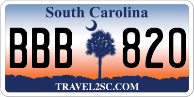 SC license plate BBB820