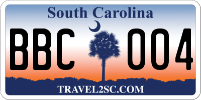 SC license plate BBC004