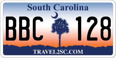SC license plate BBC128