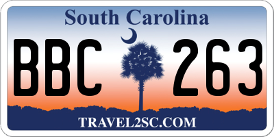 SC license plate BBC263
