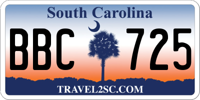 SC license plate BBC725