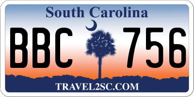 SC license plate BBC756