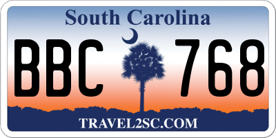SC license plate BBC768