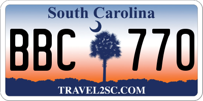SC license plate BBC770