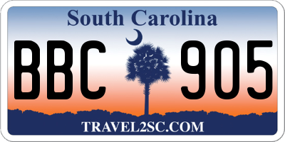 SC license plate BBC905