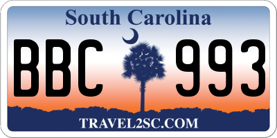 SC license plate BBC993