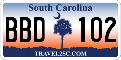 SC license plate BBD102