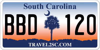 SC license plate BBD120