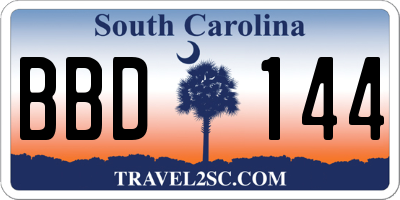 SC license plate BBD144