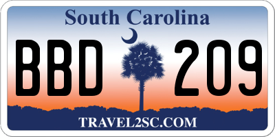 SC license plate BBD209