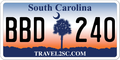 SC license plate BBD240