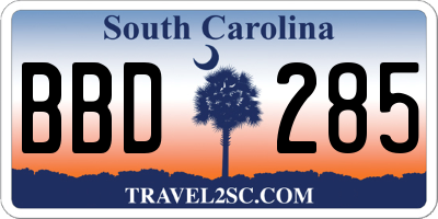 SC license plate BBD285
