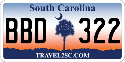 SC license plate BBD322