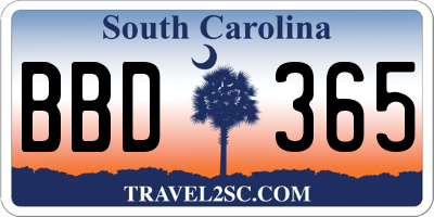SC license plate BBD365
