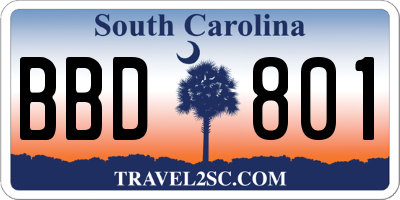 SC license plate BBD801