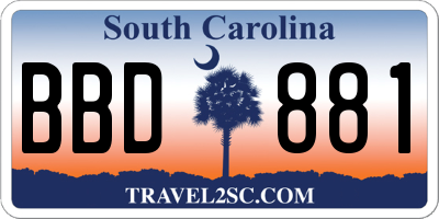 SC license plate BBD881