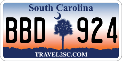SC license plate BBD924