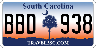 SC license plate BBD938