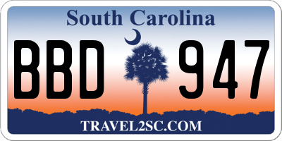 SC license plate BBD947