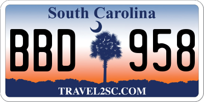 SC license plate BBD958