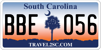 SC license plate BBE056