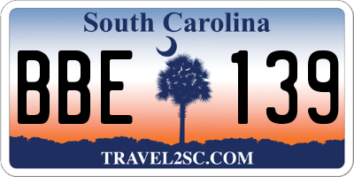 SC license plate BBE139